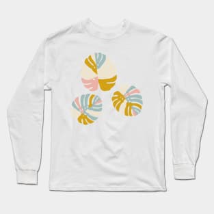 Color Block Monstera in Blue + Pink Long Sleeve T-Shirt